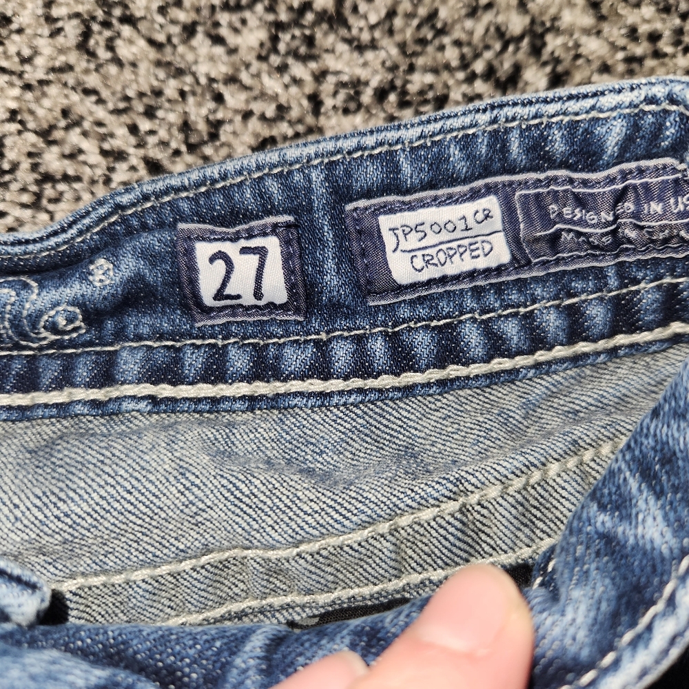 Y2k Miss Me Cropped Bermuda Shorts,Skull Pocket Accent,Bling, Women's 27, 2000's - Picture 8 of 10